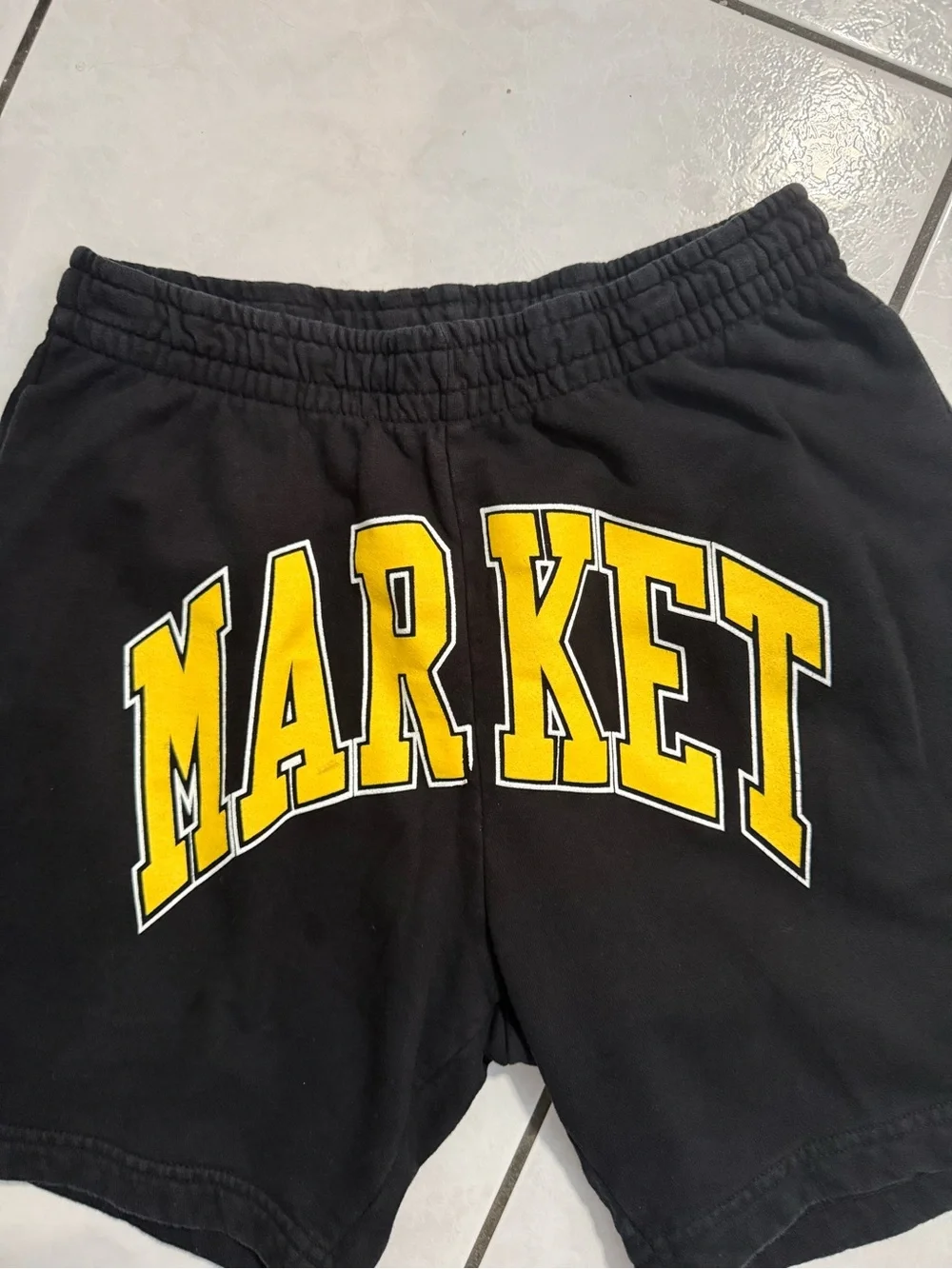 Market Black Men's Athletic Shorts with Yellow Logo